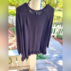 Lane Bryant Black sweater with frills at waist hem